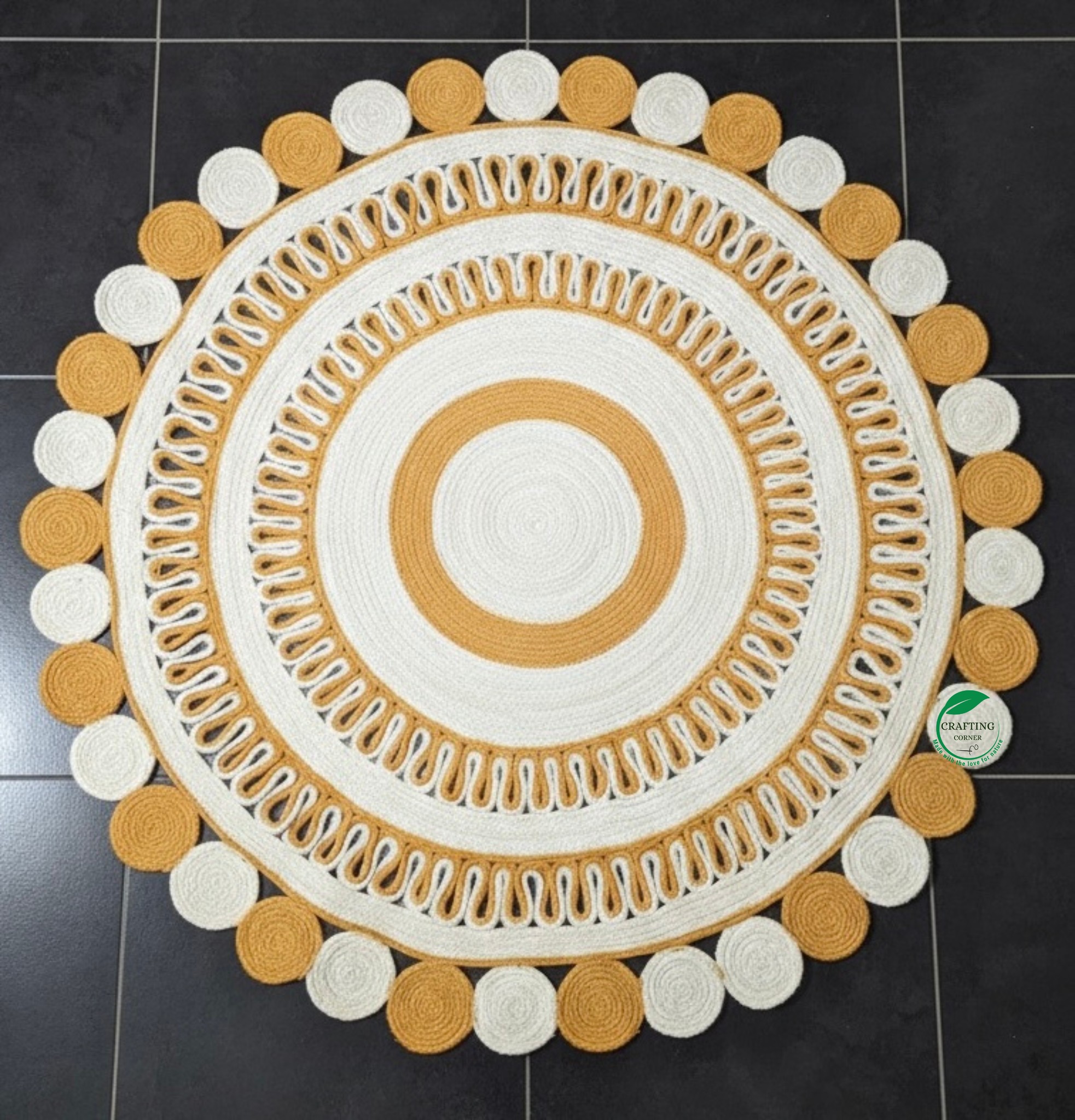 Handmade jute Floormat . 30"