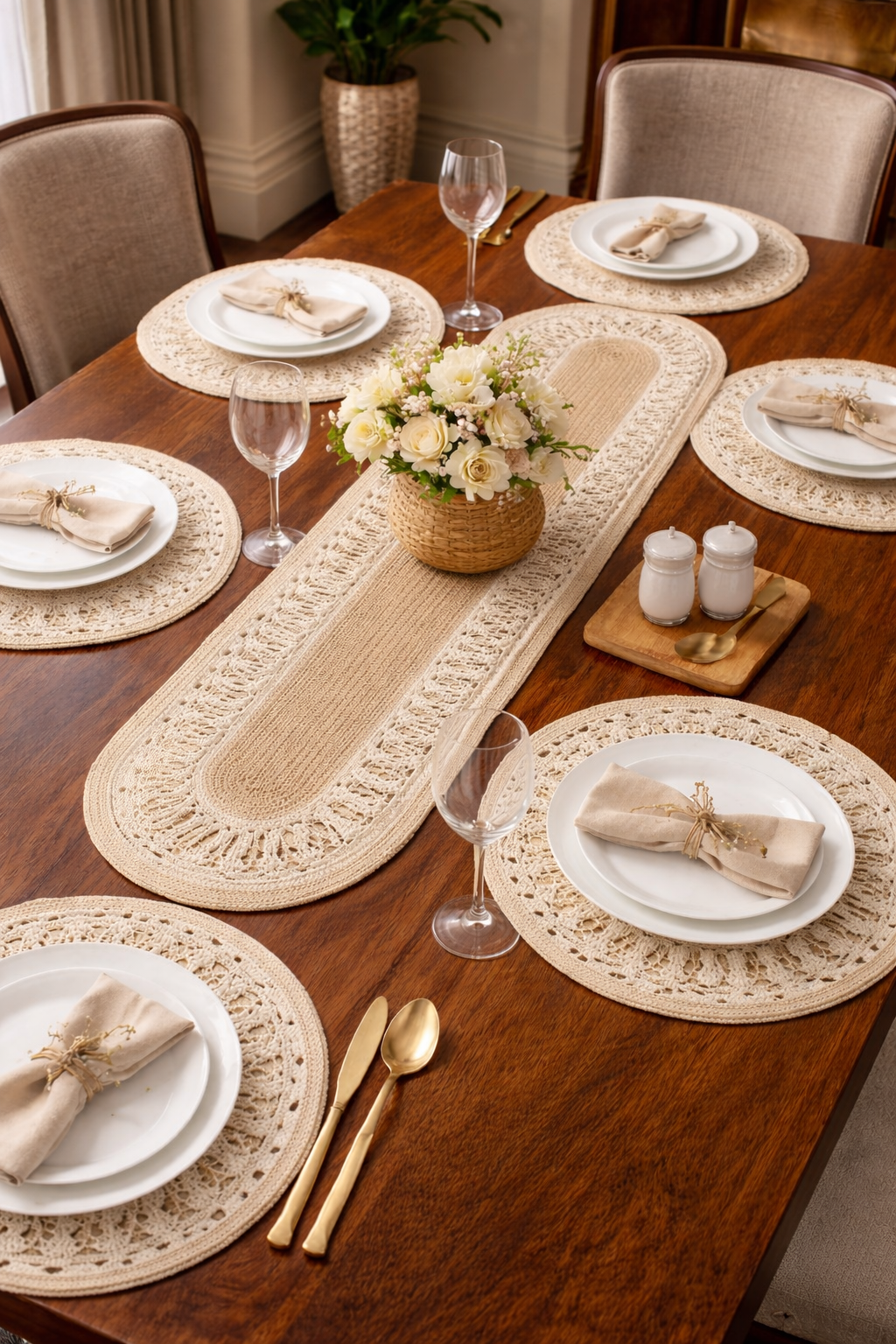 Runner with 6 pieces of placemat