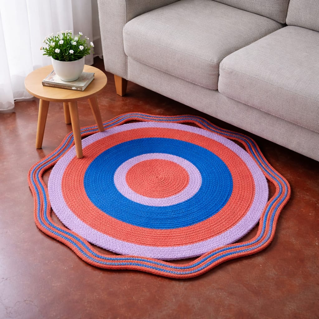 Handmade jute Floormat . 30"